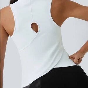 HALARA White Cutout Racerback Tank Top